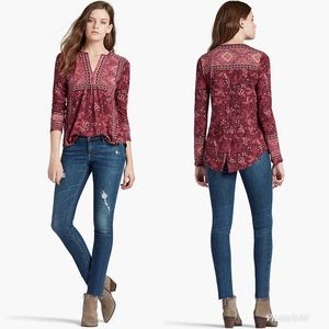 Lucky Brand Boho Placed Print Top